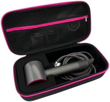 Storage Case Caring Hard Case for Dyson Hair Dryer and Accessories, Hard Travel Storage Case with Pink Zipper LITTECA