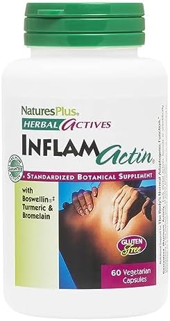 NaturesPlus Herbal Actives InflamActin - 60 Vegetarian Capsules - Herbal Supplement with Turmeric & Bromelain - Supports Adaptogenic Function - Vegan, Gluten-Free - 30 Servings Natures Plus