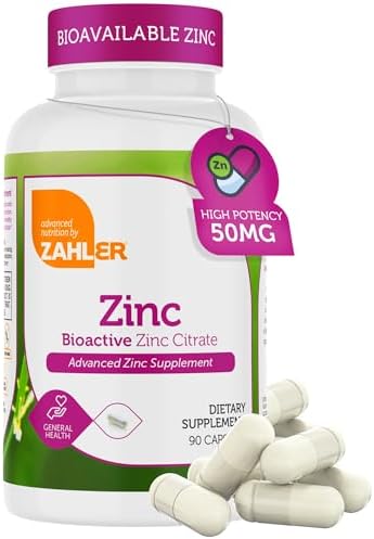 Zahler Zinc 50mg, Supports Immune and Antioxidant Protection, Certified Kosher, 90 Capsules Zahler