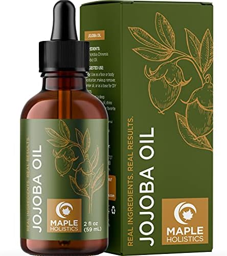 Nourishing Cold Pressed Jojoba Oil - Pure Jojoba Oil for Hair Skin and Nails plus Emollient and Occlusive Dry Skin Moisturizer for Face and Body Care - Jojoba Carrier Oil for Essential Oils Mixing Maple Holistics