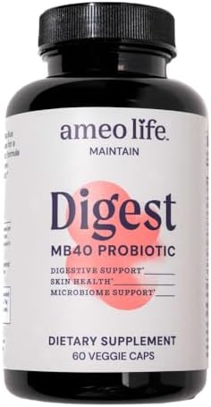 MB40 Probiotic for Digestive, Immune, & Gut Health – Probiotic Bacillus Subtilis MB40 & Bacillus Coagulans MTCC 5856 Relieves Gas – Non-GMO Probiotics for Women & Men - 60 CT Ameo Life