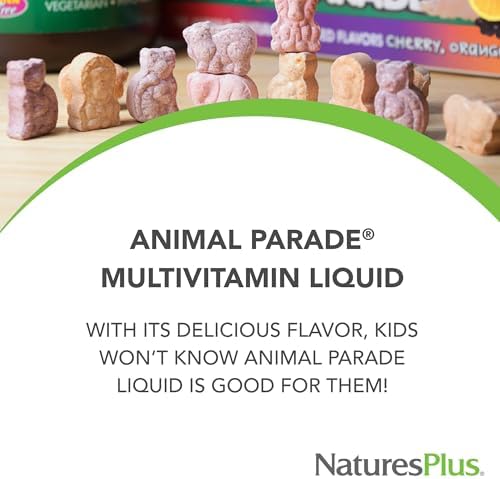 NaturesPlus Animal Parade Children's Liquid Multivitamin, Tropical Berry Flavor - 30 fl oz, Pack of 2 - Whole Food Supplement - Vegetarian, Gluten Free - 120 Total Servings Natures Plus