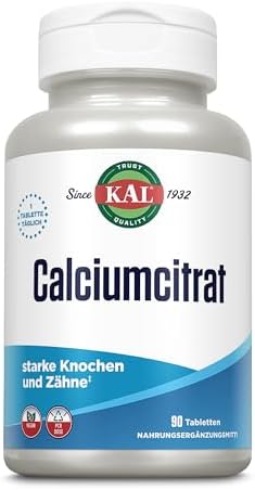 KAL Calcium Citrate 1000mg, Calcium Supplements for Women and Men, Bone Health, Teeth, Nervous, Muscular & Cardiovascular System Support, Gluten Free and Lab Verified, 80 Servings, 240 Tablets Kal