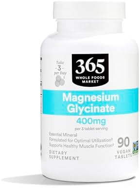 365 by Whole Foods Market, Magnesium Glycinate Tablets, 400 MG, 90 Count 365 by Whole Foods Market