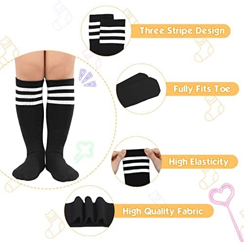 American Trends Kids Toddler Soccer Socks Knee High Tube long Socks Three Stripes Uniform Socks for Boys Girls 1-9 years American Trends