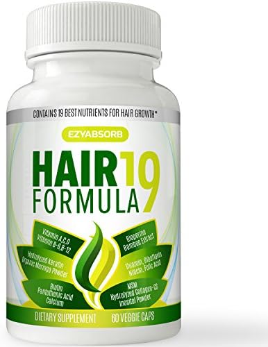 Hair Vitamins - Scientifically Formulated To Nourish Hair Follicles & Scalp For Thinning Hair, Faster New Hair Growth. Contains Hair Growth Herbals For Longer, Stronger, Thicker Hair EzyAbsorb