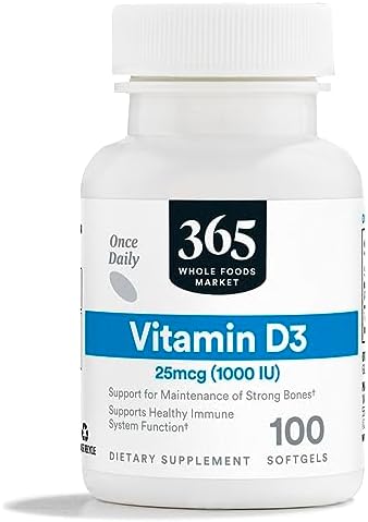 365 by Whole Foods Market, Vitamin D3 1000 IU, 100 Softgels 365 by Whole Foods Market