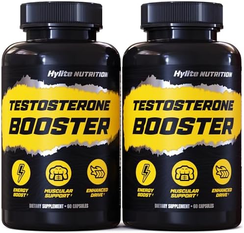 Testosterone Booster - Testosterone Supplement for Men - Male Enhancing Pills for Muscle Growth, Libido, Stamina, Strength - Tongkat Ali Muscle Builder Workout Supplement - Total T Test Boost - 2 PACK HYLITE NUTRITION