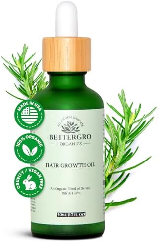 Natural Hair Growth Oil, Organic Herbal Blend with Rosemary, Black Seed, Amla & Pumpkin Seed Oil, Nourishes Scalp, Strengthens Strands, Supports Fuller Hair – Vegan, Cruelty-Free (1.7 fl oz) BetterGRO