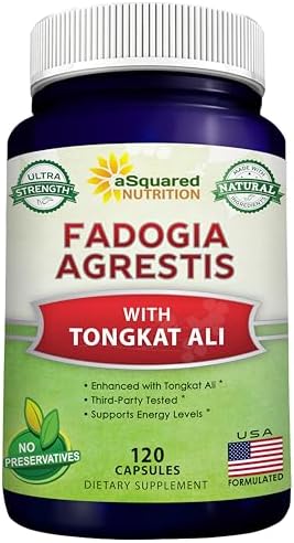 aSquared Nutrition Fadogia Agrestis 1000mg & Tongkat Ali 400mg - 120 Capsules - Fadogia Agrestis Extract Supplement and Powder Complex Pills aSquared Nutrition