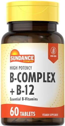 Sundance Vitamin B-Complex | with B-12 | 60 Tablets | High Potency | Vegetarian, Non-GMO, and Gluten Free Supplement Sundance