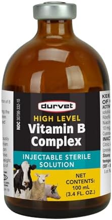 Durvet High Level Vitamin B Complex Injectable Farming Livestock Care 100ml Durvet