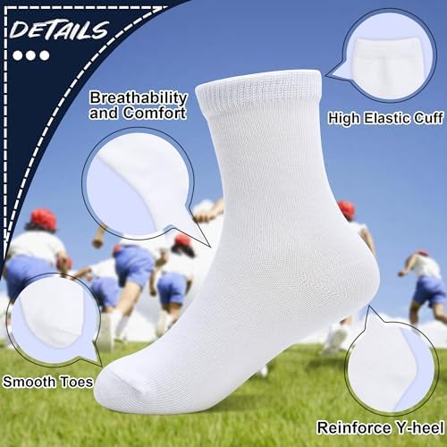 Kids Socks 12 Pairs Crew Socks for Toddler Boys Girls 1-14 Years Athletic Mid Cut Socks Multipack Black White Sptramle