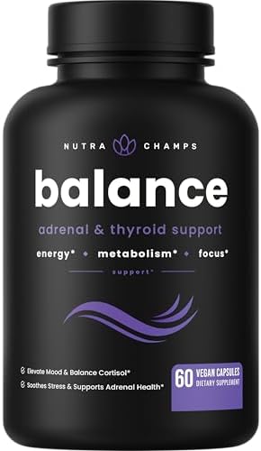 NutraChamps Thyroid Support & Adrenal Support Supplement 2-in-1 Formula with Iodine & Ashwagandha for Energy, Metabolism, Focus, Adrenal Fatigue & Stress Relief, Cortisol Balance for Women & Men NutraChamps