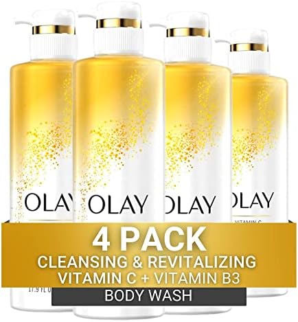 Olay Body Wash Cleansing & Revitalizing for Women, Advanced Formula with Vitamin C & Vitamin B3 Complex, 20 fl oz (Pack of 4) Olay