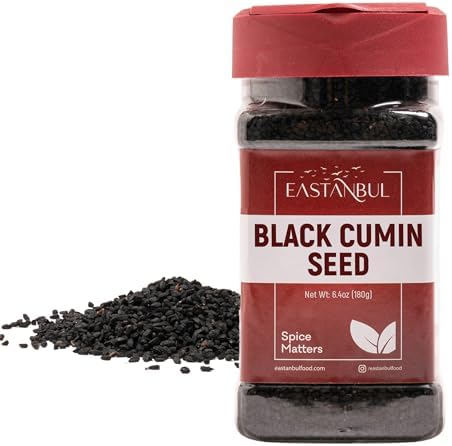 Eastanbul Nigella Seeds, Black Cumin Seed, Whole Black Cumin, Flavorful, Natural AKA Nigella Sativa & Kalonji, Perfect for Cooking and Baking, No Salt, No Preservatives, No Additives, 6.4oz Eastanbul