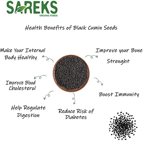 Black Cumin Seed 100% USDA ORGANIC Certified - Black Seeds - Nothing Added - Resealable Bag - Bulk Nigella Sativa - Kalonji - Black Caraway - Raw (10oz) SAREKS