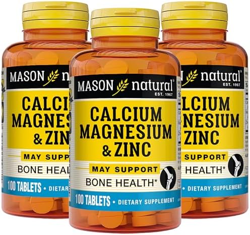 Mason Natural Calcium Magnesium & Zinc, 300-Day Supply, Supports Normal Bone Health & Immune System Booster, 3 Pack Mason Natural