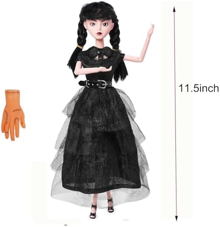 Girls Doll in Gift Box with Black Dress, 11.5 inch Doll with Hand, High Heels, Black Hair, Gift for Kids & Fans TTSUIMILESS