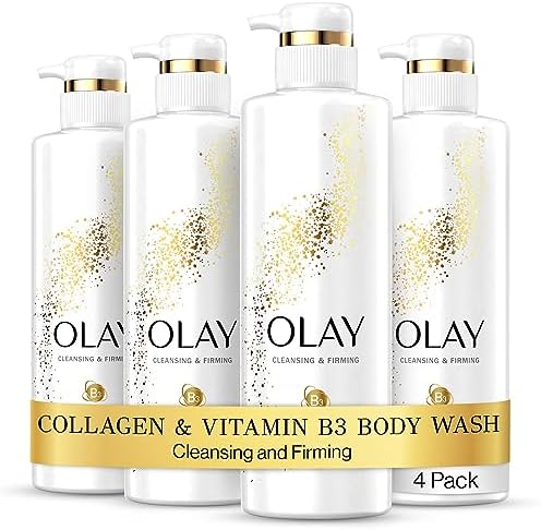 Olay Body Wash Cleansing & Firming for Women with Collagen and Vitamin B3, 20 fl oz (Pack of 4) Olay