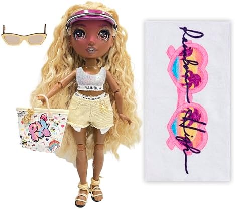 Rainbow High Pacific Coast Harper Dune- Sand (Light Yellow) Fashion Doll with 2 Designer Outfits, Pool Accessories Playset, Interchangeable Legs, Toys for Kids, Great Gift for Ages 6-12+ Years Rainbow High