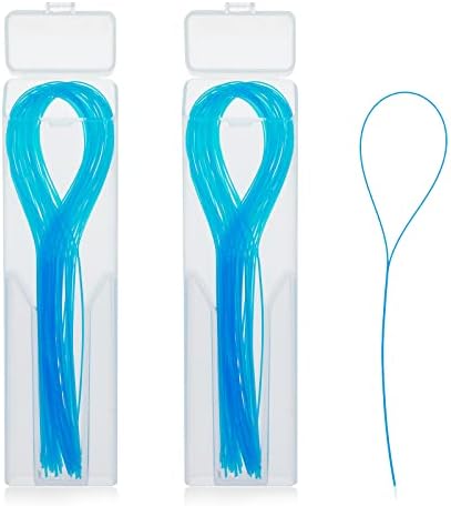 WLLHYF 100 Pcs Floss Threaders Multifunctional Deep Clean Floss for Braces, Bridges, and Implants Dental Threader (Blue) Wllhyf