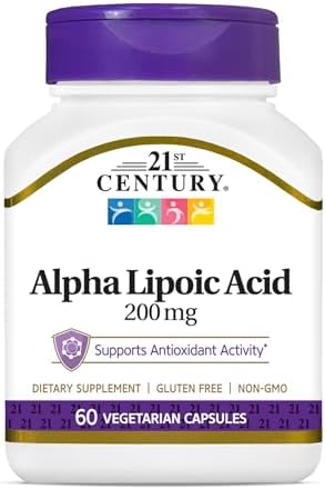 21st Century Healthcare Alpha Lipoic Acid 200 mg, 60 Count Vegetarian Capsules 21st Century