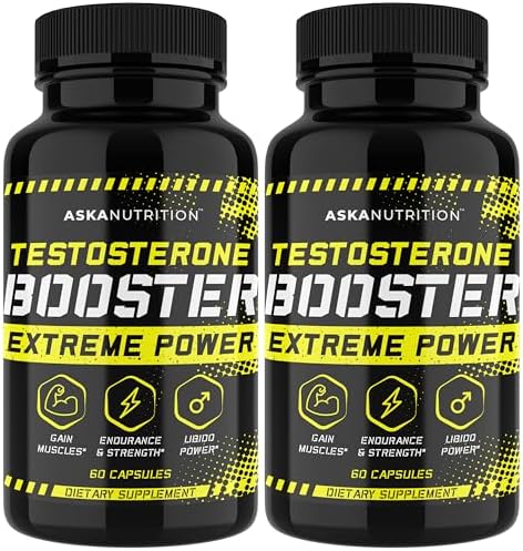 Testosterone Booster for Men - Male Enhancing Supplement with Horny Goat Weed & Tongkat Ali - Muscle Builder Enlargement Pills - Natural Test Booster Increased Desire, Energy, Stamina, Libido (2 PACK) ASKA Nutrition