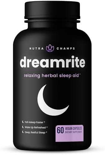 NutraChamps 10-in-1 Natural Sleep Aids for Adults - Melatonin, Lemon Balm 1000mg, Chamomile 400mg, Valerian Root 600mg, L Theanine, L Tryptophan, GABA, Magnesium Sleep Aid NutraChamps