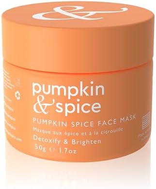 Pumpkin Spice Clay Enzyme Facial Mask | Removes Pimples, Minimizes Pores, Blackheads, Wrinkles, Breakouts | Hydrates, Tightens, Brightens | Organic Pumpkin Seed Oil Dermal Body Purifying | 50g Pumpkin And Spice