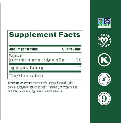 MegaFood Magnesium - Supports heart & nervous system - Magnesium Supplement with fermented Magnesium Glycinate - Vegan, Gluten-Free, Non-GMO and Kosher - Made Without 9 Food Allergens - 60 Tabs MegaFood