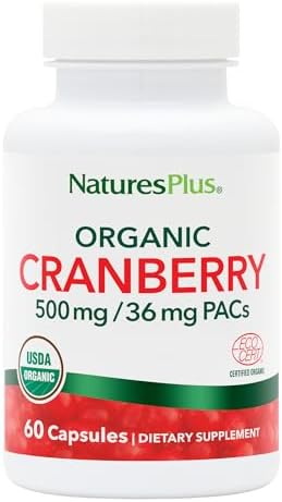 NaturesPlus Organic Cranberry 500 mg - 60 Capsules - Helps Promote Healthy Urinary Tract - USDA Certified Organic, Vegan, Gluten Free, Non-GMO - 30 Servings Natures Plus