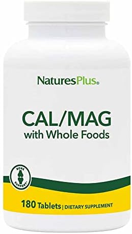 NaturesPlus Source of Life Cal/Mag Mineral Supplement- 500 mg Calcium, 250 mg Magnesium, 180 Vegetarian Tablets - Whole Food Supplement, Promotes Bone Health - Gluten-Free - 90 Servings Natures Plus