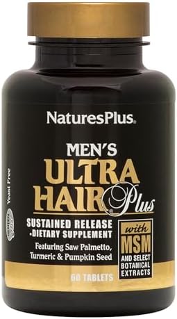 NaturesPlus Men's Ultra Hair Plus, Sustained Release - 60 Tablets - All-Natural Hair Growth Supplement For Men - Promotes Fuller, Healthier Hair - Gluten-Free - 30 Servings Natures Plus