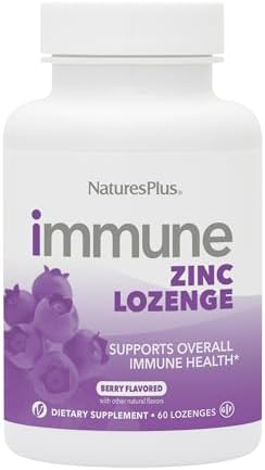 NaturesPlus Immune Zinc Lozenge, Berry - 60 Lozenges - Dual-Action Zinc Formula - Supports Overall Immune Health - Vegan, Gluten Free - 60 Servings Natures Plus