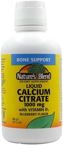 Liquid Calcium Citrate 1000mg with D3 16 fl oz Liquid Blueberry Nature's Blend