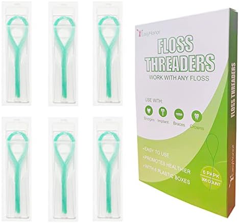 EasyHonor Dental Floss Threaders for Braces, Bridges, and Implants,210 Count (Pack of 6) EasyHonor