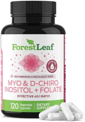 ForestLeaf Myo-Inositol & D-Chiro Inositol with Folate Supplement - 40:1 Ratio 2000mg Myo and D-Chiro Inositol Capsule ForestLeaf