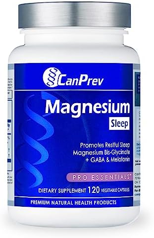 CanPrev - Magnesium Bisglycinate Chelated + GABA & Melatonin 120 Caps - Muscle Health, Bone Health and Cramp Relief - 3rd Party Tested - Formulated & Made in Canada CanPrev