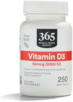 365 by Whole Foods Market, Vitamin D3 2000 IU, 250 Softgels 365 by Whole Foods Market