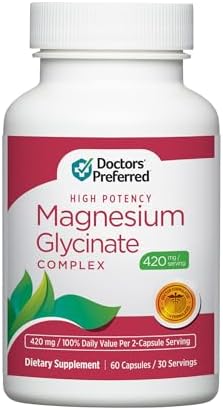 DOCTORS' PREFERRED High Potency Magnesium Glycinate Complex- Doctor-Developed Formula for Heart Health, Mood Support and More | 420 mg per Serving | 30-Day Supply Doctors Preferred