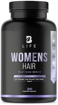 Women's Hair Growth Supplement with Natural Ingredients: Biotin, Hydrolyzed Collagen I & III and Amino Acids | 240 Caps - 60 Days - 10,000 mcg Biotin per Serving | Made in The USA by B Life. B Life Company