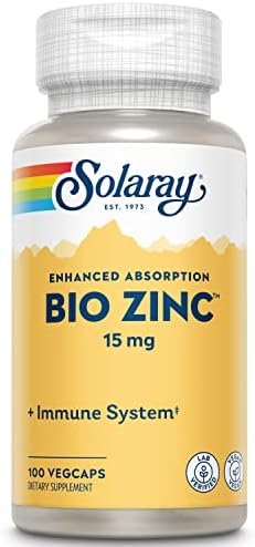 Solaray Bio Zinc 15 mg | Triple Zinc Complex for Healthy Immune System, Endocrine & Cell Function Support | 100 VegCaps Solaray