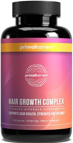 Primal Harvest Hair Growth Vitamins, Hair Growth for Women & Men - 60 Hair Growth Pills, Natural Hair Thickening Products for w/Biotin & Zinc - Hair Supplement, Regrowth Hair Vitamins Primal Harvest