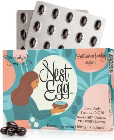 Nest Egg Ubiquinol CoQ10 100mg - Premium CoQ10 Fertility Supplement for Women - Made in USA - 3rd Party Tested - Once Daily Softgels (30 Count) The Ladybird Company