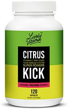 LIVELY VITAMIN CO. Citrus Kick - Liposomal Vitamin C - Sunflower Lecithin - Immune Function - Highly Absorbable - Collagen Synthesis - Eye Health Immunity - Gluten Dairy Soy Free - 120 Capsules LIVELY VITAMIN CO