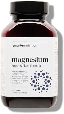 Smarter Nutrition Magnesium Complex - Chelated Mag Glycinate and Citrate, Malate, Hydroxide - Sleep & Stress Support with L-Theanine for Muscles, Nerves - Soy-Free - 60 Count - 30-Day Supply Smarternutrition