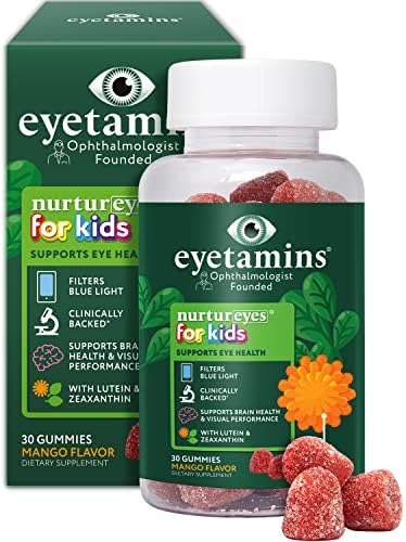 Nurtureyes Eye Health Gummy for Kids - 30 Easy-to-Chew, Mango Gummies - Ophthalmologist- Created Kids Eye Vitamins - Natural, Vegan, and Non-GMO Formula eyetamins