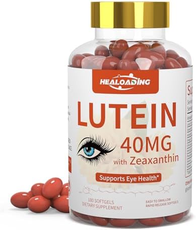 Lutein and Zeaxanthin Supplement Softgels: Eye Care Vitamins and Supplements with Vitamins C, E, Omega 3, Lutein & Zeaxanthin for Improving Vision and Relieving Eye Fatigue HEALOADING