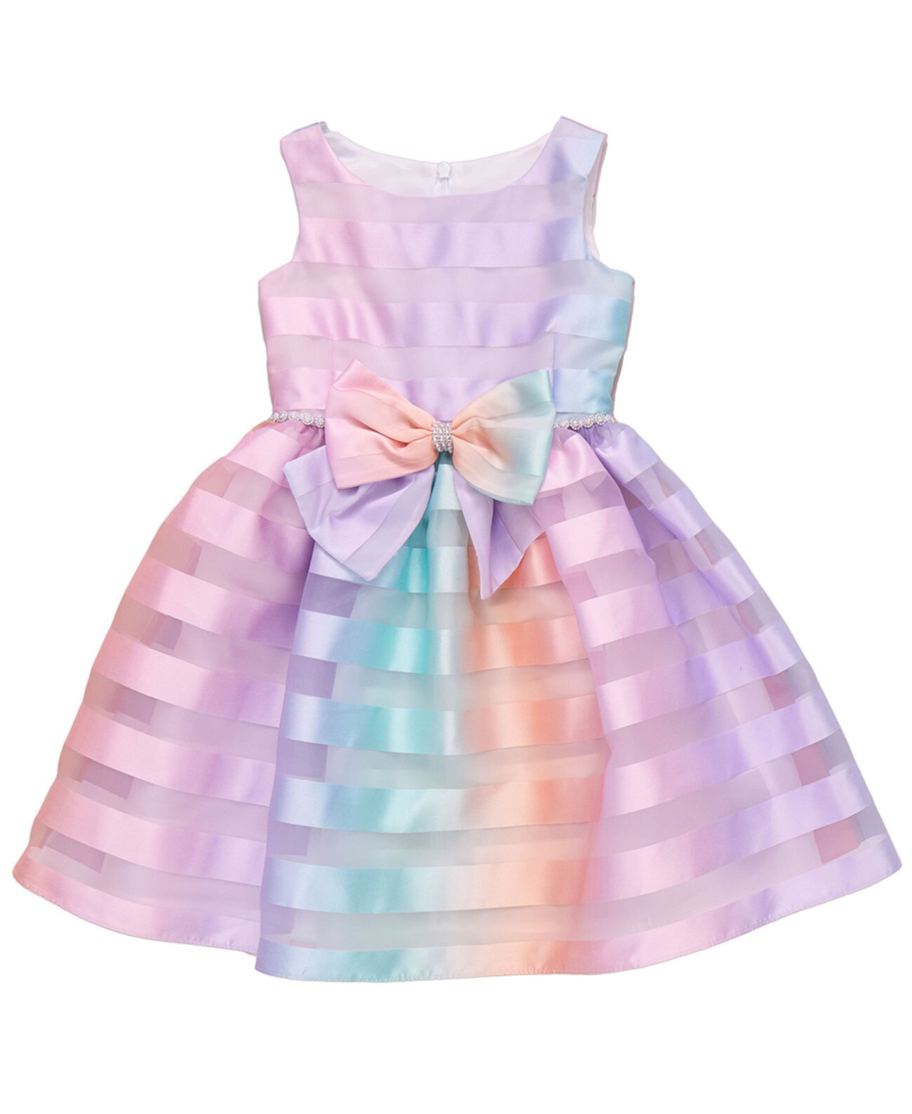 Toddler and Little Girls Rainbow Shadow Stripe Party Dress Bonnie Jean